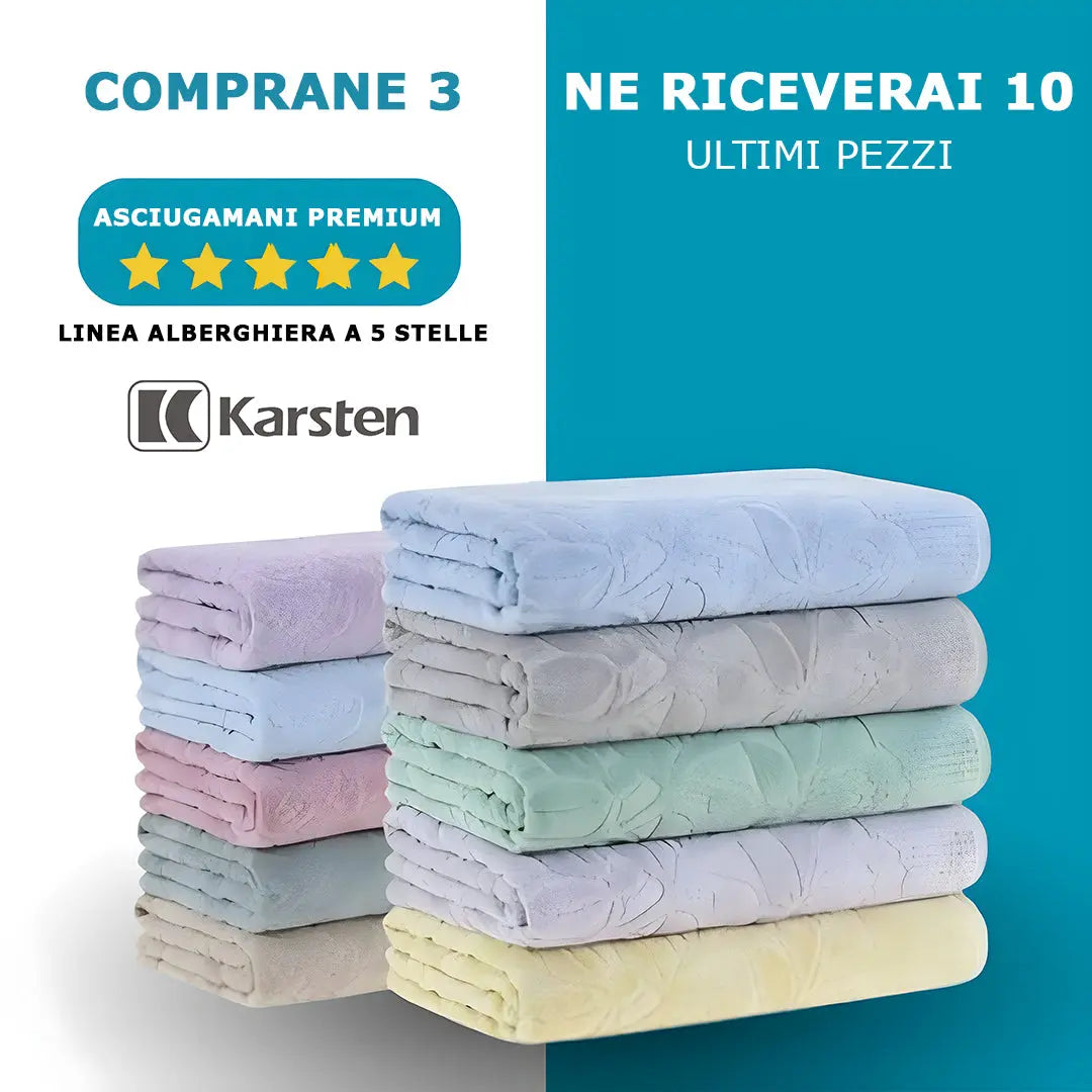 MEGA KIT con 10 Asciugamani da Bagno di Alta Qualità. ACQUISTANE 3 E NE RICEVERAI 10 (LIQUIDAZIONE – ULTIMO GIORNO) ana 1